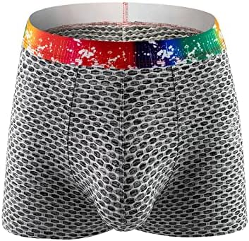 Bmisegm Mens Trunk Долна облека Машки Виножито појас карирани боксерски панталони Европа и долна облека за пиво со природна светлина