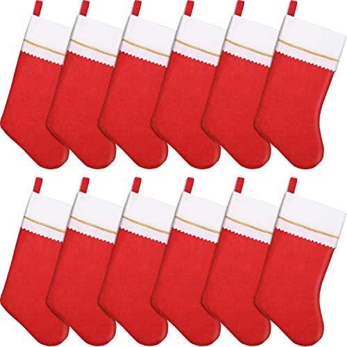 Blulu 12 парчиња Божиќни чорапи Камино камиони виси чорапи за декорација на празници за порибување за Божиќ, црвено