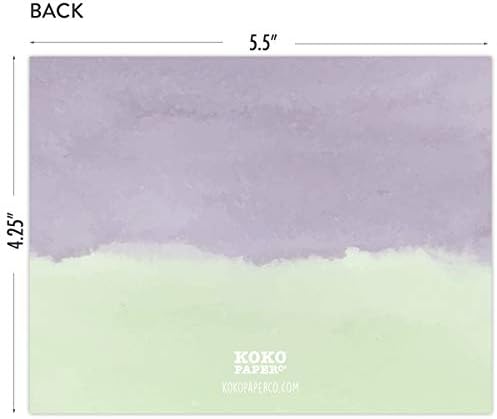 Koko Paper Co Purple Floral Ви благодариме картички | 25 картички за рамни белешки и коверти | Печатено на акции со тешки картички.