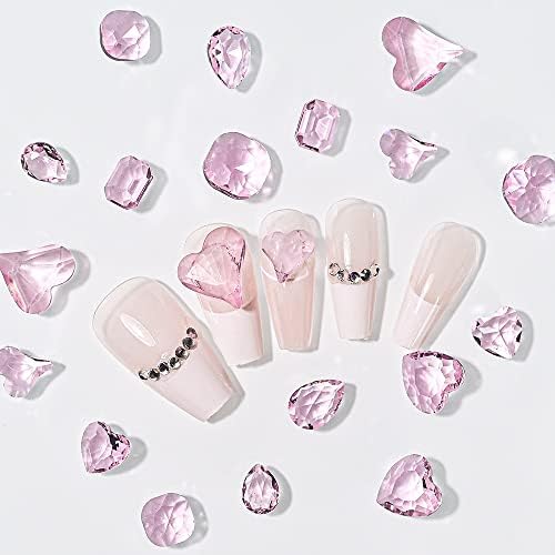N/A 50pcs в Valentубените ден на вinesубените Декорација на нокти декорација кристално стакло накит Делови за нокти розови слатки срцеви