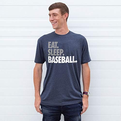 Јадете спиење Бејзбол задебелен текст за возрасни маица | Бејзбол мачки од Chalktalk Sports | Повеќекратни бои | Големини на возрасни