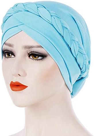 Womenените ја вкрстуваат претходно врзаната плетенка, рак на карцином Хемотерапија глава капачиња цврста боја еластична муслиманска