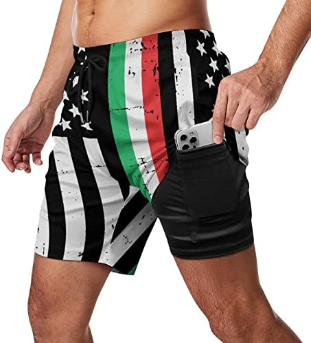 Италијански американски тенки линиски знамиња машка стебла за пливање со лагер за компресија за истегнување шорцеви за сурфање на спортови