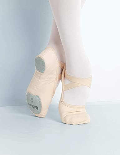 Daydance беж еластично платно балетски чевли/влечки за жени, девојки