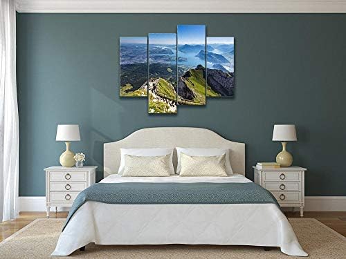 Пролетно утро со одраз на планината Худ, или платно wallидна уметност што виси слики модерни уметнички дела Апстрактна слика за отпечатоци