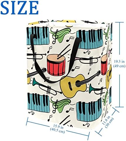 Музички Инструменти Пијано Гитара Тапан Шема Печатење Склопувачка Пречка за Перење алишта, 60 ЛИТРИ Водоотпорни Корпи За Перење Корпа За Перење
