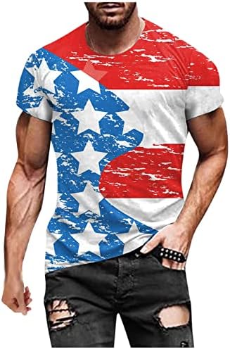 Маичка маица со американско знаме лето лето-обични кратки ракави графички печати врвови на мускулите атлетика атлетична блуза