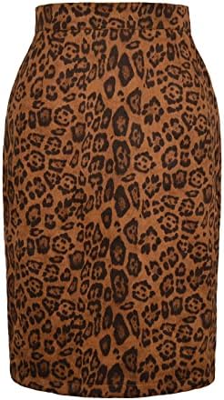 Гроздобер женски миди здолниште торба колк леопард печати висока половината патент есен зимска должина на коленото плус големина