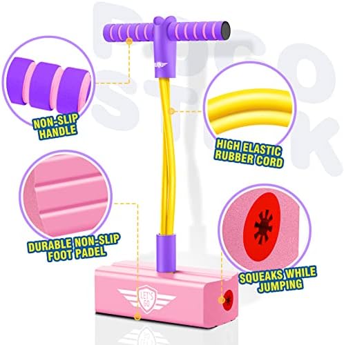 Hildhuldy Foam Pogo Jumper for Kids, Pogo Stick Scomping промовира растечка забавна и безбедна играчка на отворено за 5 6 7 8 8 9