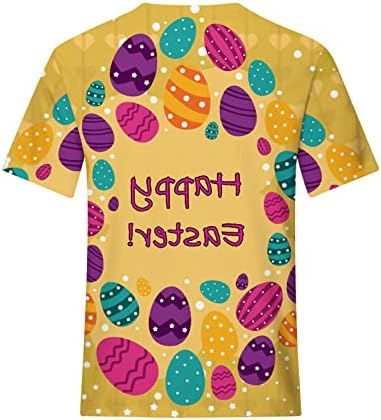 Среќни Велигденски кошули за жени кратки ракави Велигденски зајаче маица графички графички маички за јајца од јајца
