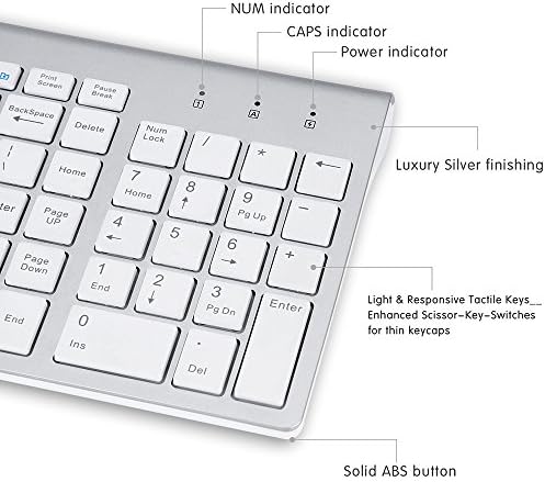 Fonicer Безжична Тастатура И Глувчето Комбо СО USB C &засилувач; USB Приемник-Целосна Големина тип c Тастатура И Глувчето Компатибилен со iMac,