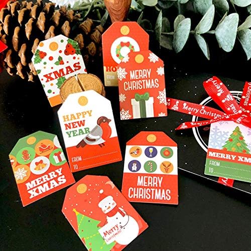 Јансанидо 96 парчиња Божиќна Крафт Хартија Божиќни Подароци Тагови 12 Стилови ЗА Сам Божиќен Празник Подарок Завиткајте Печат И Етикета
