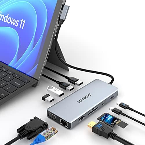 USB C Центар, SUTOUG 12 во 1 Докинг Станица СО 4K HDMI &засилувач; 1080P VGA, 92W PD, 1gbps Ethernet, USB-C 3.0 &засилувач; 4 USB-Податочни Порти, Sd Tf Картичка Читач, USB C Адаптер За Површина Про MacBook Пр?
