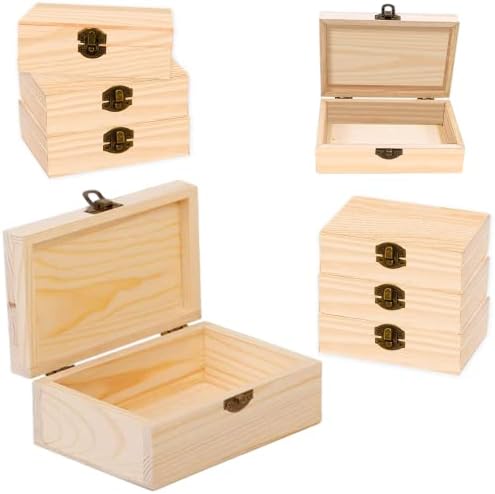 Кајлер Недовршена Дрвена Кутија со Затворач - 8 парчиња Дрвени Кутии за Занаети, 6 х 3,8 х 2 инчи, Дрвена Кутија ЗА Самостојни Уметности Хоби Накит