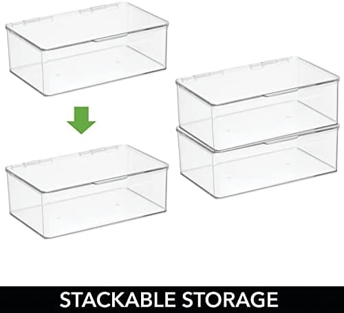 Mdesign Пластично складирање на канта за складирање на домаќинства со капакот на капакот за кујна, канцеларија, бања, спална соба, држење храна,