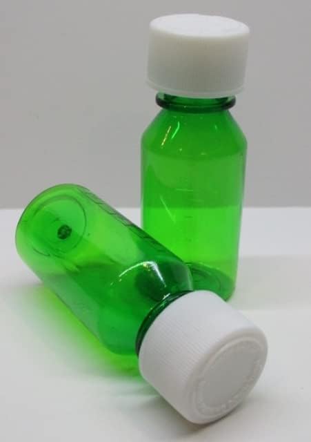 1 унца зелена дипломирана овална тврда страна Медицински или патничко шише со CR Caps-Case од 200-фармацевтски степен-истите