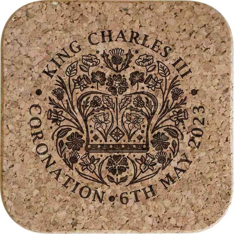 4 х Амблем За Крунисување На Кралот Чарлс 10см Квадратни Подлоги Од Плута