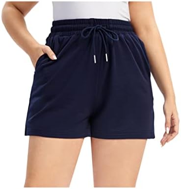 Amz Plus Women Plus Size Comfy Shorts Shorts Shartstring Еластична висока половината случајна летна јога салон шорцеви
