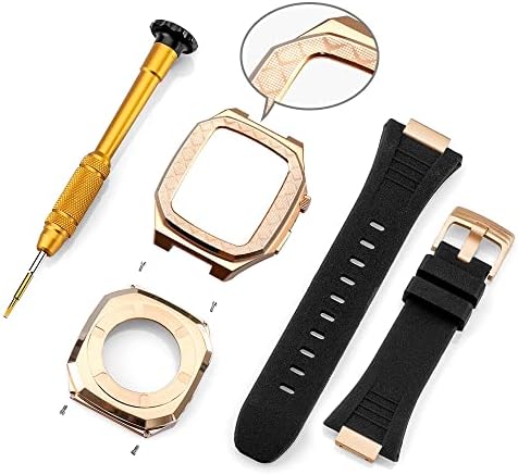 Комплет за модификација на CNHKAU Метал Метална рамка за Apple Watch 8 7 6 5 4 42mm 44mm 45mm WatchCase Frame Metal Sparp замена за IWatch Band