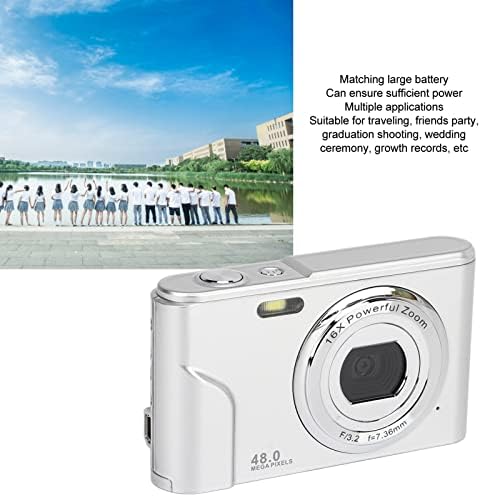 Преносна дигитална камера, 48MP 16X дигитален зум камера, 2,4in IPS приказ на џебната камера, автоматски фокус и чувствителност