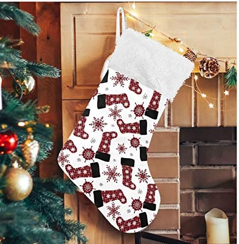 Алаза Божиќни чорапи Бафало карирани божиќни порибни чорапи и снегулки Класични персонализирани големи декорации за порибување
