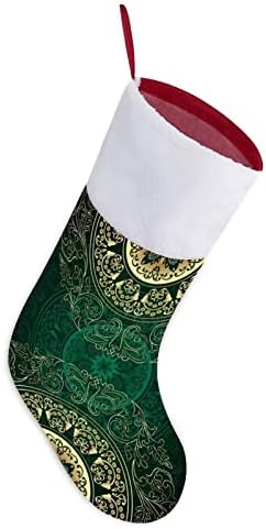 Гроздобер мандала цветни црвени божиќни чорапи за домашни украси за домашно дрво камин што виси чорапи