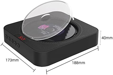 KXDFDC Преносен ЦД плеер CD Wallид за монтирање ЦД музички плеер далечински управувач FM радио HIFI звучник со USB 3,5 mm LED екран