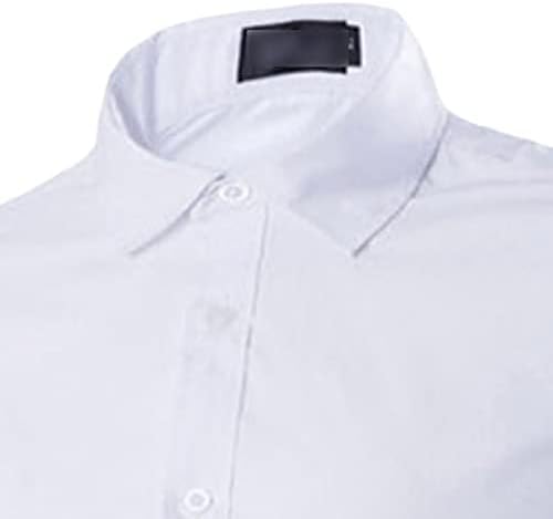 Dgkaxiyahm Машка лесна лежерна џокер со долги ракави кошула со цврста боја Едноставно исклучување на деловните кошули со широко распространетост