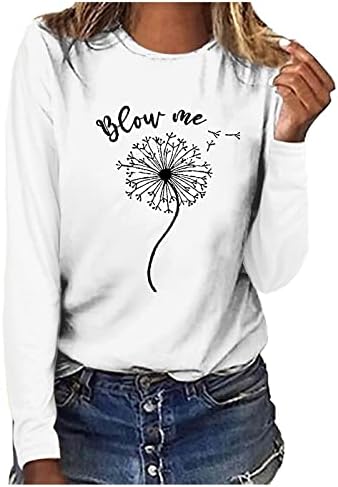 2023 Облека со долги ракави екипаж памук графички обичен блуза маица за жени есен летен кошула 10 10 10 10 10 10