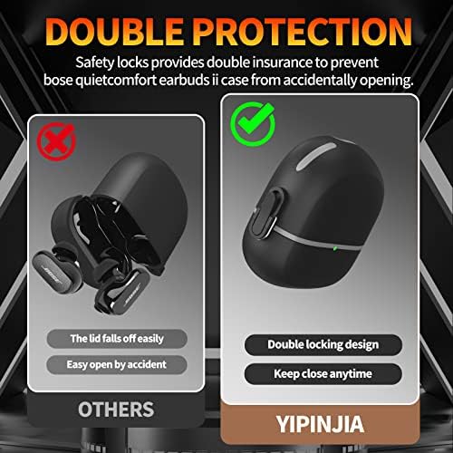 [Надградба Безбедно заклучување] Bose Tiquomfort Earbuds II 2022 Case, Yipinjia со целосен обложен шок-оклоп заштитен заштитен капак за нови Bose TietComfort Earbuds 2, TPU Hard Shell со Lanyard и Keychain