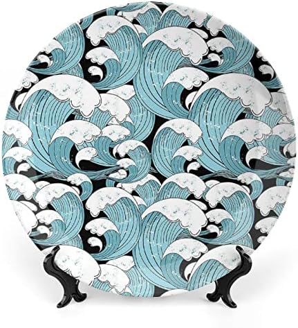 Модел на морски бранови Керамичка декоративна чинија со приказ за приказ што виси прилагодена годишнина свадба празнични подароци