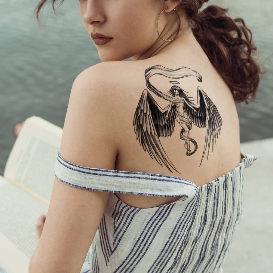 Котбс 6 Листови Ангелски Крилја Големи Привремени Тетоважи Жени, Водоотпорна Половина Ракав Привремена Тетоважа За Мажи Жени