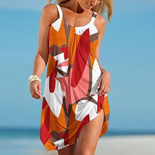 Женски Летен Фустан 2023 Мода Печатена Лажичка Без Ракави Секси Сарафан Секојдневни Лелеави Фустани На Плажа #