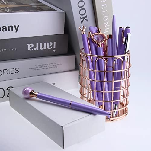 10 компјутери Виолетова пенкала подароци за жени метални топка за пенкала поставени дијамантски пенкало со кристално сјајно сјајни пенкала за