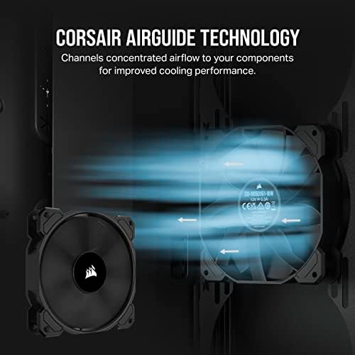 Corsair SP120 Елита, 120mm PWM Хидрауличен Вентилатор За Лежиште Со Технологија CORSAIR AirGuide - Низок Шум, 24,7 dBA, Брзина