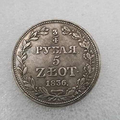 AVCITY Антички Ракотворби 1836 Месинг Сребро-Позлатени Да Се Направи Стариот Сребрен Долар Сребро Круг Големо Странски Монета