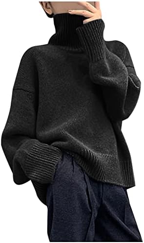 Женски џемпер за џемпери во боја на џемпери, блокирајќи џемпери со џемпери со долг ракав, плетени тунични врвови, џемпер