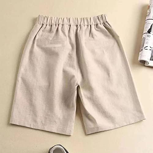 Чиста боја Бермуда шорцеви женски колено должина Обични летни маички шорцеви со длабоки џебови салон за долги атлетски шорцеви