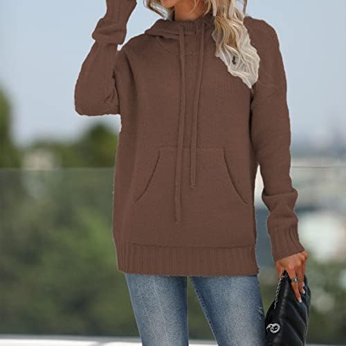 Oversенски преголеми џемпери есен и зимска цврста боја џеб со топол џемпер врвен кенгур џемпер обвивка