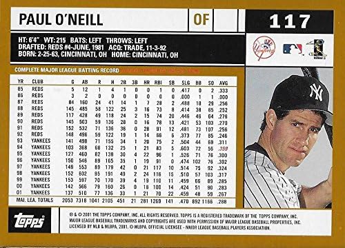 2002 Топс 117 Пол О'Нил НМ-МТ Newујорк Јанкис Бејзбол МЛБ