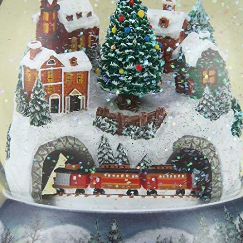 Римски - музички божиќен воз во селски сјај, ротирачки, 120мм, ветер, 6 ч, смола, стакло и вода, Божиќна колекција, домашен декор, симпатичен