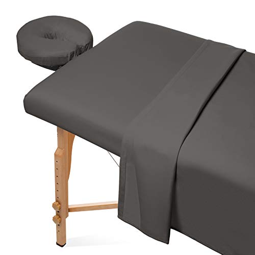 Сет на маса за масажа со 3 парчиња микрофибер со 3 парчиња - Премиум корица за кревети за лице - Вклучува рамни и опремени чаршафи