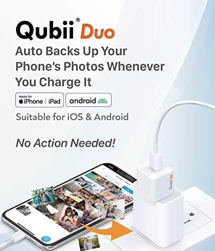 MAKTAR Qubii Duo USB-C Флеш-Уред, Автоматска Резервна Копија Додека Се Полни, Mfi Сертифициран Компатибилен Со iPhone/iPad/Android, Складирање