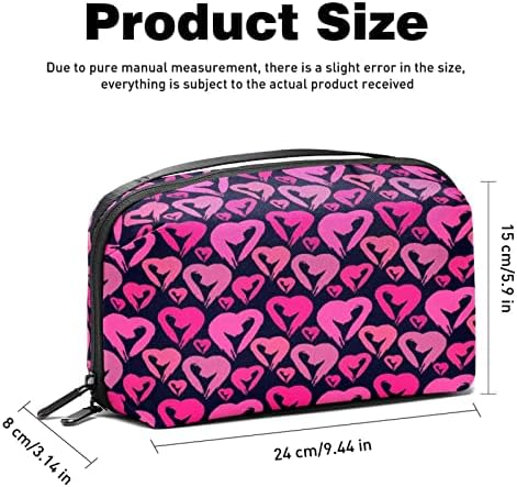 Тоалетна Торба Патна Торба, Водоотпорна Шминка Козметичка Торба За Патување Организатор За Додатоци, Розови Срца