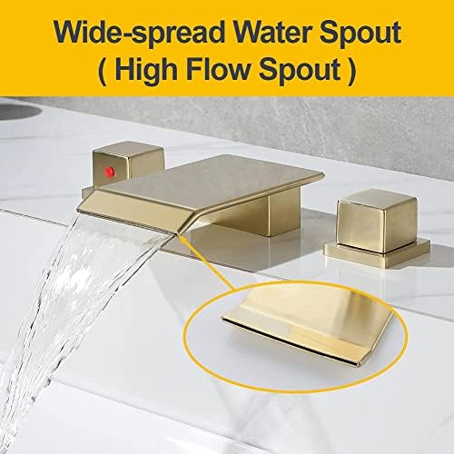 Четкан златен wallид монтирана тапа за када и тапа за мијалник за бања со 2 рачки