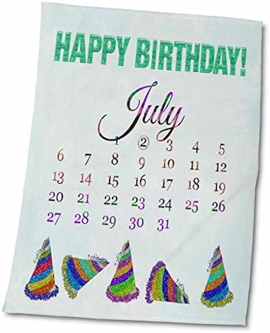 3drose роденден на 2 јули, сјај изгледа среќен роденден и шарени капи - крпи