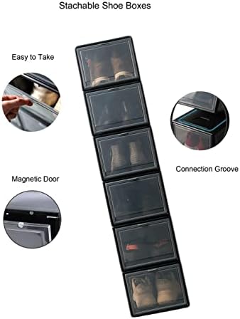 Кутии за складирање на чевли NaOCCA пластични стабилни 6 пакувања организатор за чевли за плакарот, заштеда на простор за заштеда на чевли за