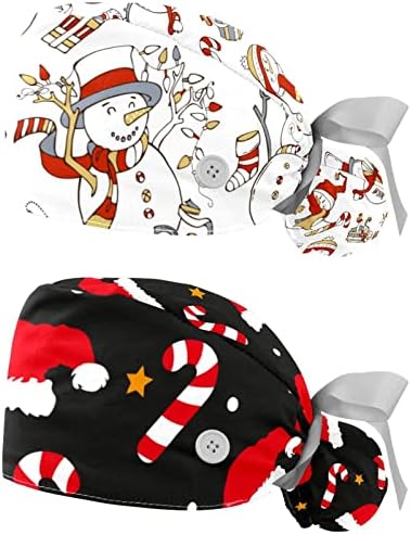 2 парчиња Божиќна медицинска сестра за снежници капачиња жени со долга коса прилагодлива вратоврска на черепот со една големина на главата на главата