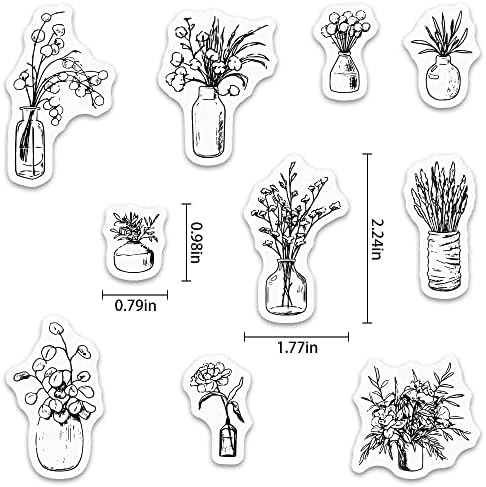 10 парчиња вазни цвеќиња јасни марки за правење картички и украси на албуми со фотографии цветни вазни растенија цветни аранжмани транспарентни