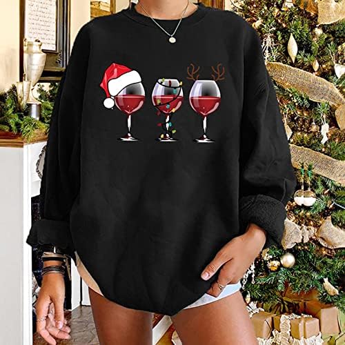 Божиќни туники или врвови за носење со хеланки облечени обични блузи лабави фитинг маички 2022 есенски зимски кошули